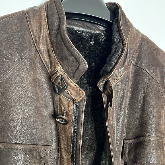 Gimo's Sz 56 Men’s Shearling Zip and Button Overcoat Jacket Made in Italy - Picture 4 of 14